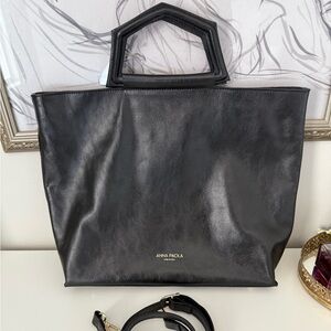 Anna Paola Genuine Italian Leather Tote Crossbody Bag